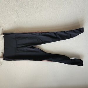 Beyond Yoga Midi High Waisted Leggings Black / Pink Stripes Size S